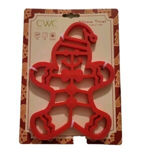 Cook With Color Silicone Trivet OS Red New Gingerbread Man Christmas HLTRVT2